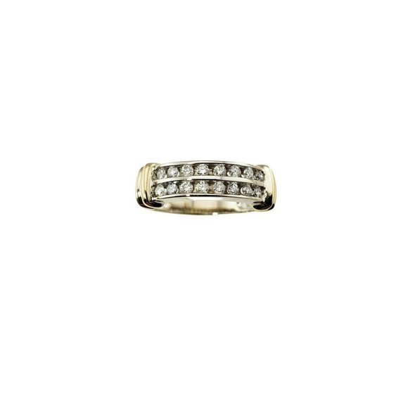 Vintage 14 Karat White/Yellow Gold and Diamond Ring Size 7.25 #11380 - Picture 2 of 8